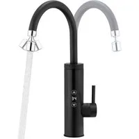 HOMELODY Küchenarmatur mit Durchlauferhitzer, Wasserhahn 360° drehbar,3-Stufen Touchregelung spültischarmatur küche,Elektrische Durchlauferhitzer,Schwarz