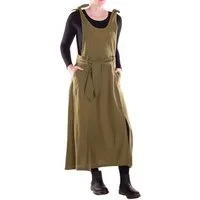 Vishes Maxikleid Langes Latzkleid Damen Handgewebt Bindeträger Gürtel Oversize Alternative Mode, Boho, Hippie, Ethno, Festival