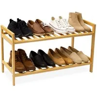 relaxdays Schuhregal Stapelbares Schuhregal aus Bambus