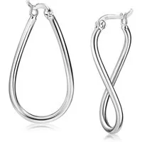 Materia Paar Creolen Damen Silber Creolen Geschwungen SO-71, 925 Sterling Silber