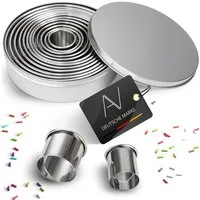 AVANA Ausstechform Ausstecher Ringe Keksformen Plätzchen Speiseringe Cookie Cutter Rund, Edelstahl, (12 Stück), Set Ausstechformen mit Aufbewahrungsbox