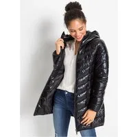 bonprix Steppjacke femininer Stil, Kapuze, lockere Passform, 2-Wege-Zipper, Metallic-Look