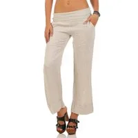 malito more than fashion Leinenhose malito Damen Hose aus Leinen, Stoffhose in Unifarben, Freizeithose Casual Leinen Hose