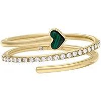 Fossil Fingerring Schmuck Geschenk Edelstahl Ring JEWELRY Herz, mit Glasstein, Malachit