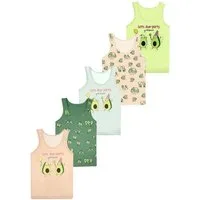 LOREZA Unterhemd 5er Set Mädchen Unterhemden - Avocado - Bunt (Set, 5-St., 5er-Pack)