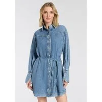 BOSS ORANGE Hemdblusenkleid Shirtdress Premium Damenmode tailliert, Denim-Look