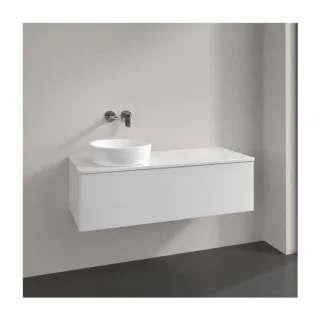 Villeroy und Boch Antao Waschtisch-Unterschrank K33050GF 120x36x50cm, Hahnloch, Waschbeckenplattenfarbe Lack, glossy white lacquer