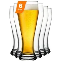 Pasabahce Bierglas Weizenbeer/Pils Bierglas, 520 ml, 6er SET, 6-tlg., Glas, Klassisches Bierglas mit 520 ml Inhalt und schlanker Form