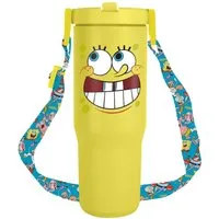 Thermobecher Spongebob - Absorbed - Trinkflasche 850 ml mit Umhängegurt