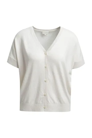 Milano Italy - v-neck sleeveless cardigan w placket sand - Gr. - XS