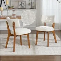 BBG Esszimmerstuhl 2er Set Esszimmerstühle Modern Mid-Century, Massivholz Beine (Gepolsterte Stühle mit Stoffbezug in Leinenoptik, Belastbar bis 200 kg), Ergonomisch Küchenstühle für Esszimmer Wohnzimmer Büro