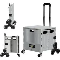 FOXSPORT Einkaufstrolley klappbar, Einkaufswagen mit Treppensteigfunktion, 39 l, Handwagen mit Deckel, Tragkraft 45 kg, 8-Rad leichte Transportwagen