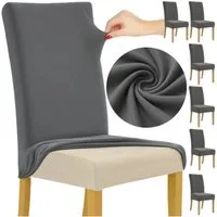Ruhhy Stuhlhusse Stuhlhussen 6 Stück dunkelgrau elastisch universal Stuhlbezug Set, Universalgröße, elastisch, pflegeleicht, waschbar 30 °C, 6 Stück Set