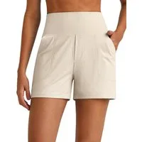 G4Free Shorts Damen Kurze Hosen Jogginghosen Hohe Taille Stretchhosen Bequeme gerippte Freizeithosen sportliche Shorts mit Seitentaschen