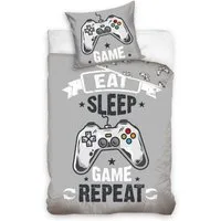 MTOnlinehandel Bettwäsche Gamer 135x200 + 80x80 cm, 100 % Baumwolle, Renforcé, 2 teilig, Zocken Gaming / Game Kinder-, Teenager-Bettwäsche