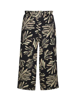 Denim Tom Tailor - High Waist Culotte Hose abstract black beige print - Gr. - S