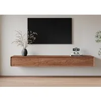oleyluckidea TV-Schrank Moderner Walnuss TV Board hängend, mit 3 Schubladen Breite 200 cm