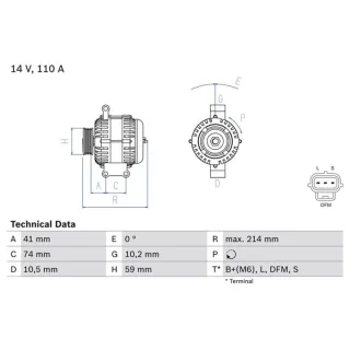 Bosch Lichtmaschine 110A Ford Transit 2,4 TDCi 0986045370