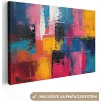 OneMillionCanvasses® Leinwandbild Lackierung - Kunst - Modern - Abstrakt, Fotodruck (1 St), Leinwand Bilder Klein, Wand Dekoration Aesthetic 30x20 cm