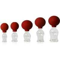Lauschaer Glas Massagegerät Schröpfglas Schröpfgläser mit Saugball in vielen Größen aus Glas, 5-tlg.