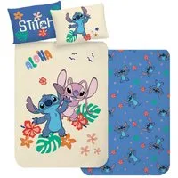 MTOnlinehandel Babybettwäsche Disney's Lilo & Stitch "Aloha" Renforcé in 100x135 + 40x60 cm, 100% Baumwolle, 2 teilig, Babybettwäsche mit Schriftzug, Angel & Stitch