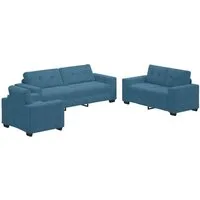 vidaXL Sofa Sofa Set 3 Stk. Blau Samt, 3 Teile