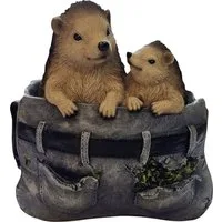 Figurendiscounter Gartenfigur Dekofigur Igel in der Tasche 22 cm bunt