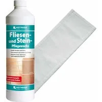 HOTREGA® Fliesen Stein Pflegewachs Marmorpflege Naturstein 1L + Microfasermopp Fussbodenreiniger