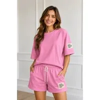 Worldclassca T-Shirt & Shorts Worldclassca Damen Zweiteiler Oversize SET Shirt + Shorts Jogginganzug (Shirt+Short) Neue Kollektion - Stilvolle und gemütliche Mode für Damen