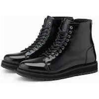 OMBRE Hohe Herren-Boots aus glänzendem Öko-Leder Schnürboots