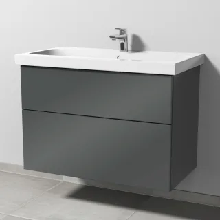 Sanipa 3way Waschtischunterbau zu Geberit iCon Light Waschtisch mit 2 Auszügen, Anthrazit-Glanz SF57579