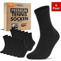 sockenkauf24 Tennissocken Damen Sportsocken Premium Retro Crew Socken mit Komfortbund (6-Paar) verstärkte Ferse & Fußspitze, gepolsterte Sohle, gekämmte Baumwolle