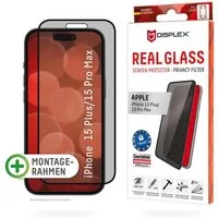 Displex Displayschutzglas Privacy Glass für Apple iPhone 15 Plus, Apple iPhone 15 Pro Max, Blickschutz Displayschutzfolie Displayschutz kratzer-resistent 10H