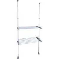 WENKO Teleskopregal Modell Herkules Twin, Set, 2 Trägerstangen, 2 verstellbare Ablagen, ideal für Bad & Abstellkammer