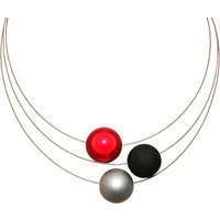 traumschmuck Collier 154 3 reihiges Collier Halskette Perlen Miracle Perle Rot glänzend (incl. Schmuckbox), handgefertigt, Made in Germany