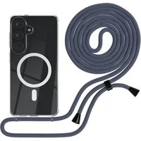 EAZY CASE Handykette mit Magsafe Hülle für Samsung Galaxy S26 6,3 Zoll, Handytasche Silikonhülle durchsichtig mit Umhängeband in Pastell Blau