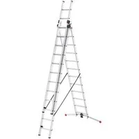 Hailo Anlegeleiter S100 ProfiLOT, Aluminium Kombileiter 3-teilig 3x12 Sprossen