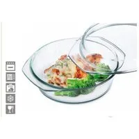 Bohemia Cristal Auflaufform Bohemia Cristal Simax Schüssel rund mit Deckel flach 1,5 L, Glas