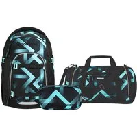coocazoo Schulranzen Schulrucksack-Set MATE Laser Lights 3-teilig (3-teilig), ergonomisch, Körpergröße: 135 - 180 cm, Easy-Grow-System