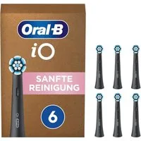 Braun Aufsteckbürsten iO Sanfte Reinigung Aufsteckbürsten – Original Bürstenköpfe in Schwarz, für elektrische Oral-B iO Zahnbürsten – 6 Stück – Mit 4000, extraweichen Borsten & Mikrovibrationen – Schonende, Reinigung, effektive Plaque-Entfernung & Sc