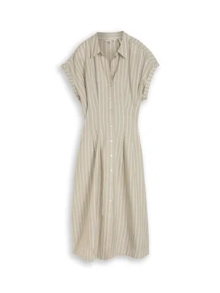 Tom Tailor - Gestreiftes Blusenkleid grün - Gr. - 34