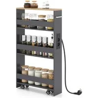 COSTWAY Küchenwagen, mit Ladestation Nischenwagen 13cm Breit schmal auf Rollen