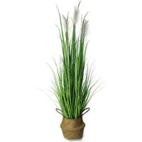 Kunstgras Dekogras künstliche Pflanze Gräser mit Seegraskorb Deko Kunstpflanze Gras, Arnusa, Höhe 120 cm, Pampas