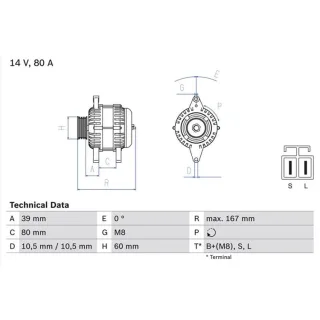 Bosch Lichtmaschine 80A Nissan Almera N16 Primera P11 P12 0986045701