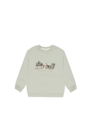 Leevje Oversized Sweatshirt Dackel - Christmas is coming - soft green 98/104