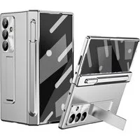 Wigento Handyhülle Für Samsung Galaxy Z Fold7 5G Hülle Stand Stifthalter u. Stift Silber, Hülle mit Stand- und Stifthalterung inklusive Stift