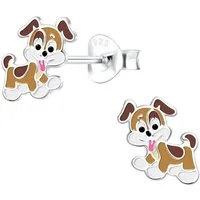 ALEXANDER YORK Paar Ohrstecker HUND braun, 2-tlg., 925 Sterling Silber
