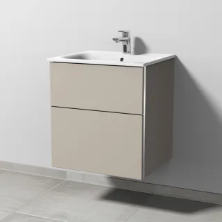 Sanipa 3way Waschtischunterbau zu Geberit Renova Plan Slim Waschtisch mit 2 Auszügen, Kaschmir-Matt BP6851U