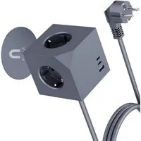 OYLCDI Steckdosenleisten Eck-Steckdosenleiste PD-Schnellaufladung 7 Fach Mehrfachsteckdose 6-fach (USB-Anschlüsse, 1,5M Verlängerungskabel, 3680W 16A,USB PD20W, Kinderschutz, Überspannungsschutz, Blitzschutz, Überlastschutz, Kurzsichlussschutz), mit 