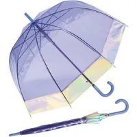 Esprit Stockregenschirm Automatik-Glockenschirm Shiny Border transparent, groß und stabil, mit schimmernder Borte